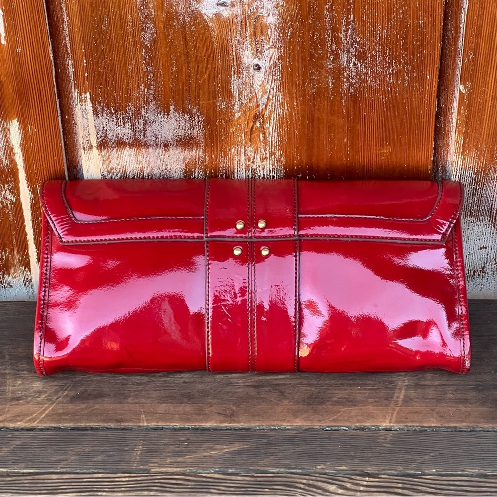 VINTAGE COLE HAAN Red Patent Leather Art Deco  Clutch - Picture 7 of 14